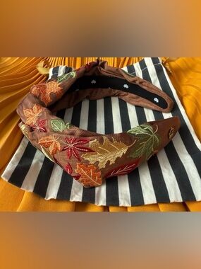 Lele Sadoughi Marlene Falling Leaves Embroidered Headband